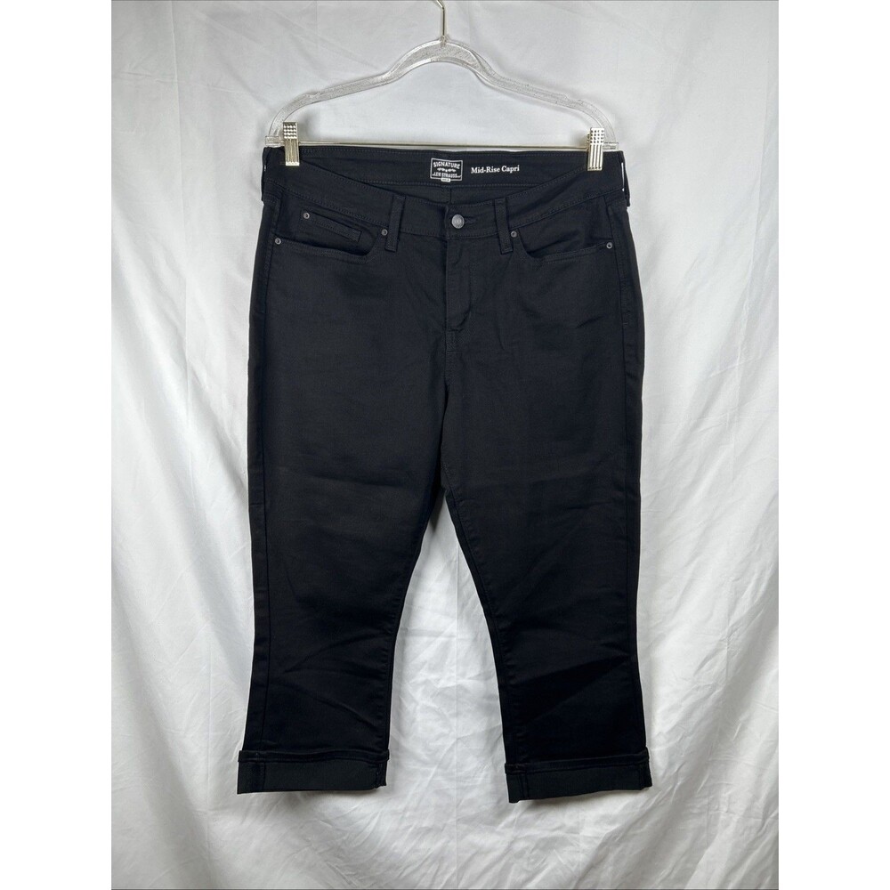 Levis Signature Gold Mid Rise Capri Black Denim Pants Women’s 16 W33 Crop Jeans